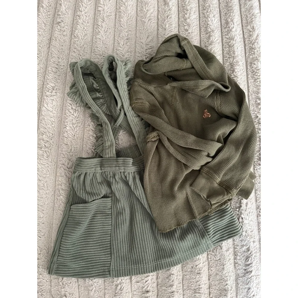 Bundle Gap Waffle Knit Hoodie & Wonder Nation Corduroy Ruffle Jumper Skirt